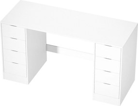 HOMCOM Escrivaninha 140 cm com 8 gavetas, mesa de escritório moderna com arrumação, aparência de madeira branca | Aosom Portugal