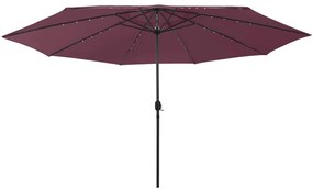 Guarda-sol de jardim com luzes LED 400 cm bordô