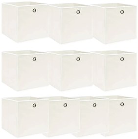 vidaXL Caixas de arrumação 10 pcs 32x32x32 cm tecido branco