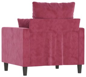 Poltrona 60 cm veludo vermelho-tinto