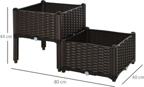 Conjunto de 2 Floreiras Quadradas Floreiras para Flores e Vegetais com