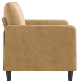 Sofá de 2 lugares veludo 120 cm castanho