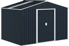 Outsunny Abrigo de Jardim 4,9 m² 277x195x192 cm com 2 Portas Deslizantes Base Reforçada (Chão NÃO Incluído) Cinzento Escuro | Aosom Portugal