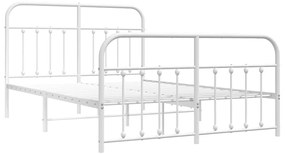 Estrutura de cama com cabeceira e pés 150x200 cm metal branco