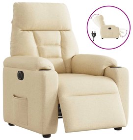 vidaXL Poltrona reclinável elétrica tecido cor creme