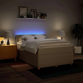 Cama com molas/colchão 140x200 cm tecido cor creme