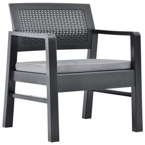 Conjunto lounge para jardim 3 pcs plástico antracite