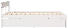 Cama sem colchão 140x200 cm madeira de pinho maciça branco