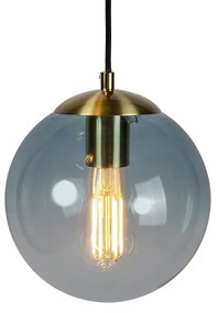 LED Candeeiro de suspensão inteligente latão com 3 WiFi ST64 com vidro azul - Pallon Art Deco