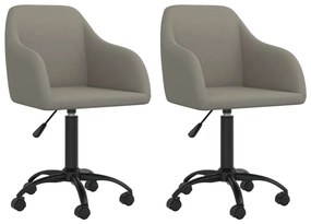 vidaXL Cadeiras de jantar giratórias 2 pcs veludo cinzento-claro