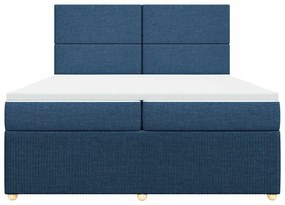 Cama com molas/colchão 200x200 cm tecido azul