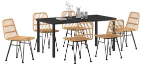 Conjunto de Jantar de Jardim de 7 Peças - Vime Poliéster Marron