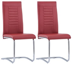 vidaXL Cadeiras de jantar cantilever 2 pcs couro artificial vermelho