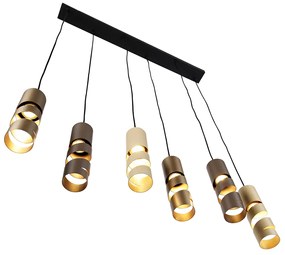 Moderne hanglamp zwart met taupe en beige 6-lichts - Stream Moderno