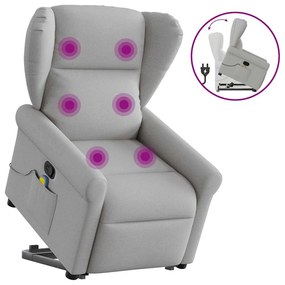 Poltrona elevatória de massagens tecido cinzento-nublado
