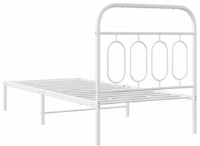 Estrutura de cama com cabeceira 90x190 cm metal branco