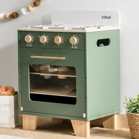 Forno de cozinha de brincar de madeira para crianças 57 x 41 x 28 cm Verde vintage