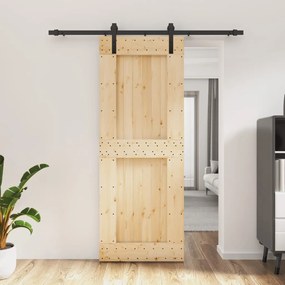 VidaXL Porta de correr com ferragens 80x210 cm madeira de pinho maciça