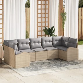 Conjunto de Sofá de Jardim vidaXL com Almofadas Bege Rattan Sintético,