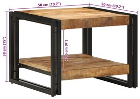 Mesa de centro 50x50x38 cm madeira de mangueira áspera maciça