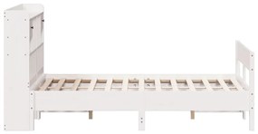 Cama com estante sem colchão 140x200 cm pinho maciço branco