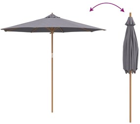 Guarda-sol de Jardim - Cinza Escuro, 270x260 cm, Bambu
