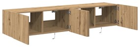 Armários de TV vidaXL com luzes LED 2 pcs Carvalho Artesanal 80x35x31