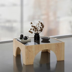 Mesa de Café Seine - Cinza Escuro e Carvalho - 80x35x80 cm