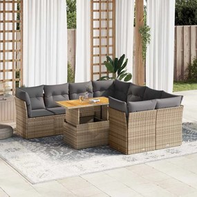 vidaXL 9 pcs conjunto de sofás p/ jardim com almofadões vime PE bege
