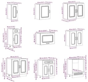 14 peças armário de cozinha conjunto Kalmar carvalho castanho