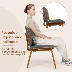 Cadeira auxiliar sem braços com encosto curvo e assento acolchoado largo para sala de jantar, sala de estar ou escritório 59 x 55 x 77 cm cor Nogueira