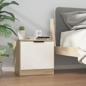 vidaXL Mesa de cabeceira 40x39x40 cm branco/sonoma