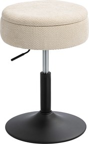 HOMCOM Banco de Bar com Armazenamento Altura Ajustável Giratório Estofado em Chenilla 39x39x49-65 cm Bege | Aosom Portugal