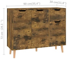 Aparador 90x30x72 cm derivados de madeira carvalho fumado