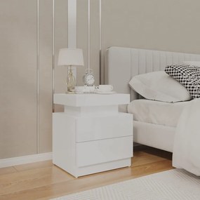 vidaXL Mesa de cabeceira 45x35x52cm derivados madeira branco brilhante