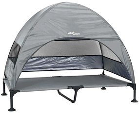 Cama Elevada para Cães com Teto Removível Cinzento Claro XL Aço
