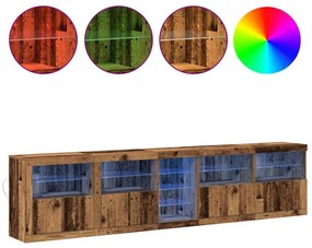 Aparador com Luzes LED Madeira Velha 283x37x67 cm Madeira de Engenhari