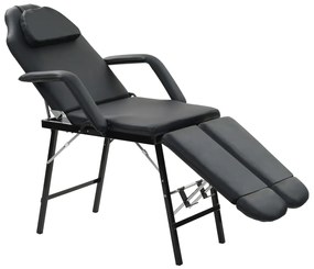 vidaXL Cadeira esteticista portátil couro artificial 185x78x76cm preto