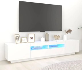 Móvel de TV com luzes LED 200x35x40 cm branco