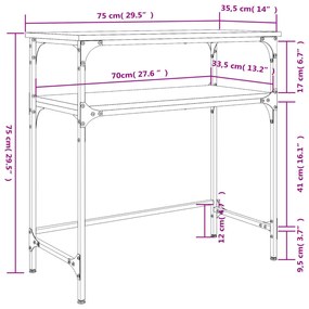 Mesa consola 75x35,5x75 cm derivados de madeira cinzento sonoma