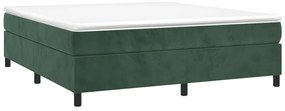 Cama com molas/colchão 160x200 cm veludo verde-escuro