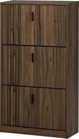 Sapateira com 3 portas, capacidade para 18 pares, ideal para a entrada, corredor ou sala de estar, 63 x 24 x 117 cm, cor nogueira escura