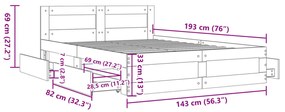 Estrutura cama c/ cabeceira sem colchão 140x190 cm preto