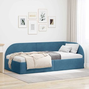 vidaXL Estrutura de Cama de Canto Azul 80 cm x 200 cm Veludo