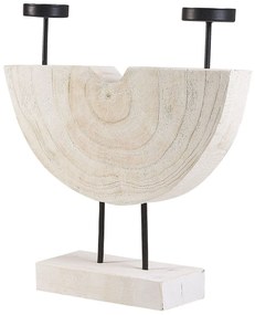 Candelabro em madeira branca 35 cm APANGO Beliani
