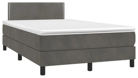 vidaXL Cama box spring colchão LED 120x190cm couro artif. cinza-escuro