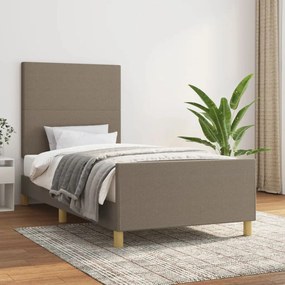 Estrutura cama cabeceira 100x200 cm tecido castanho-acinzentado