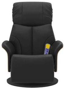 Cadeira massagens reclinável c/apoio pés couro artificial preto