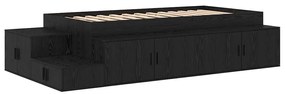 Estrutura de Cama de Armazenamento Carvalho Preto 80x200 cm