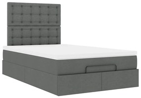 Estrutura cama otomana colchão 120x200cm tecido cinzento escuro